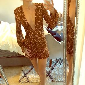 Nasty Gal Long Sleeve Spotted Dress